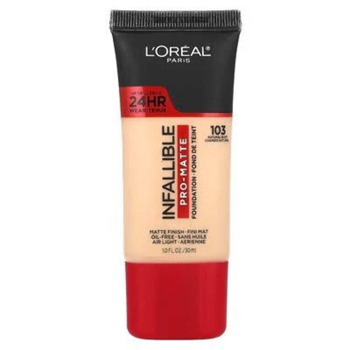 L'Oreal Paris Infallible Pro-Matte Liquid Foundation Makeup, 103 Natural Buff, 1 fl oz-L'Oreal Paris Infallible Pro-Matte Liquid Foundation Makeup, 103 Natural Buff, 1 fl oz