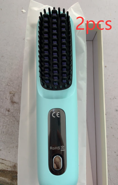 2 In 1 Straight Hair Comb Wireless Hair Straightener Brush Hair Fast Heating Portable Hot Curler USB Charging-25b012e50cebdca25d681143c0d866e1