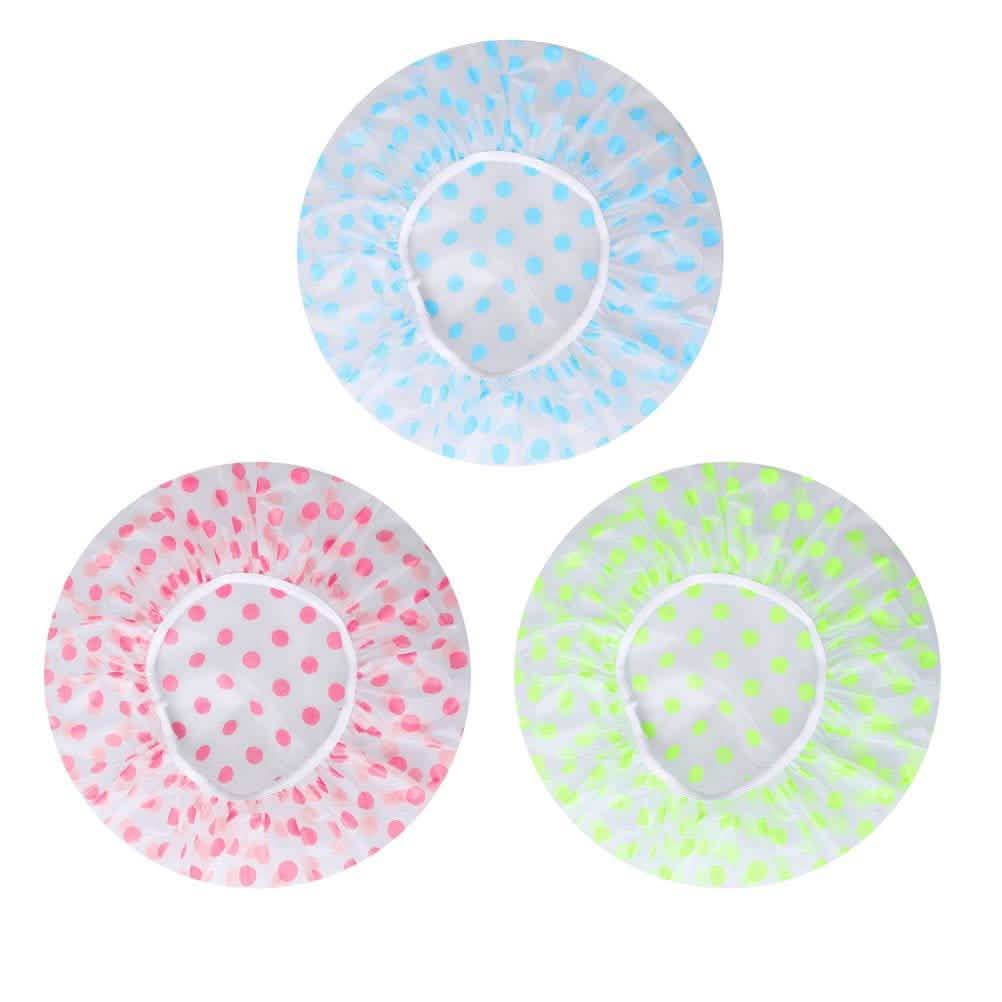 6-Pack: Reusable Shower Caps Elastic Band Bath Hair Hat-6-Pack: Reusable Shower Caps Elastic Band Bath Hair Hat