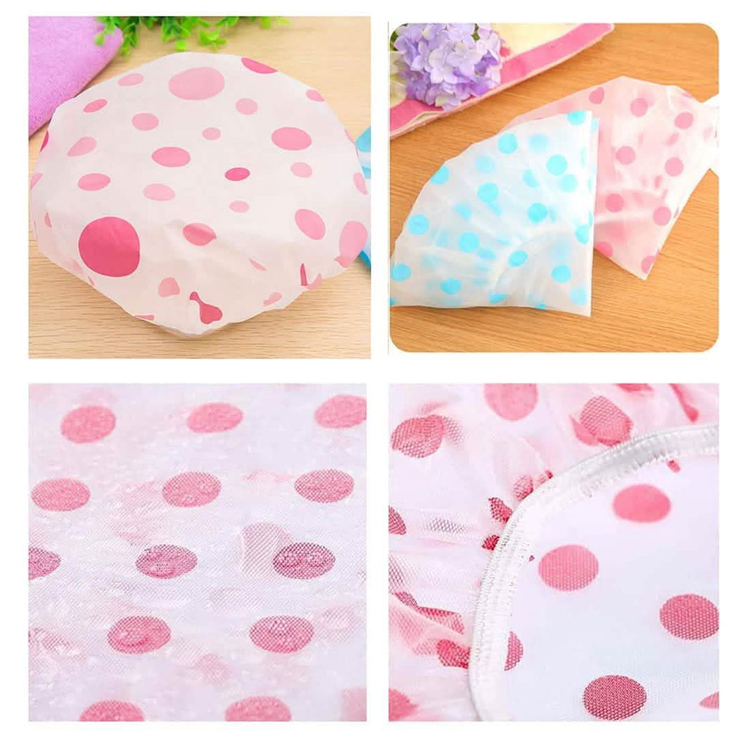 6-Pack: Reusable Shower Caps Elastic Band Bath Hair Hat-6-Pack: Reusable Shower Caps Elastic Band Bath Hair Hat