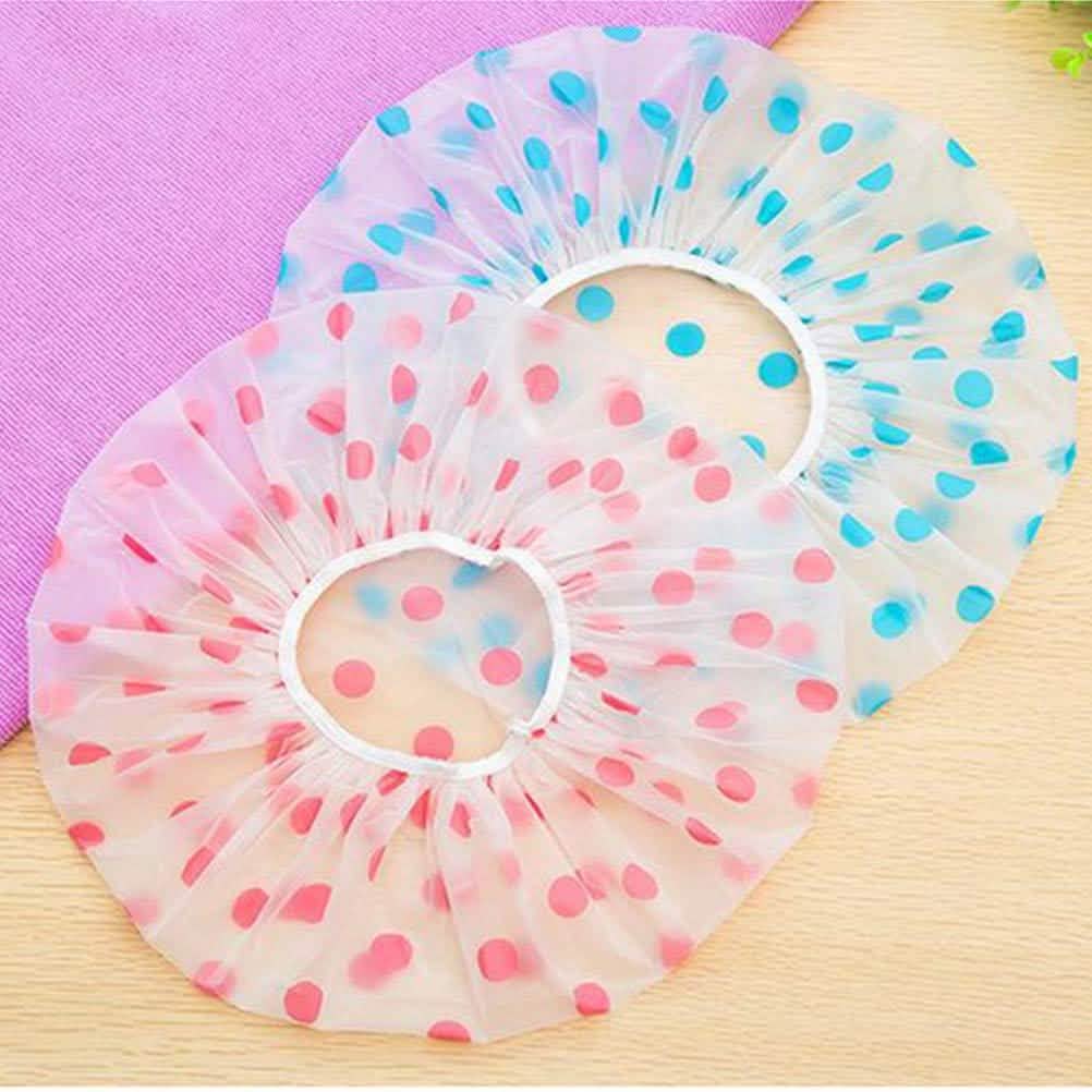6-Pack: Reusable Shower Caps Elastic Band Bath Hair Hat-6-Pack: Reusable Shower Caps Elastic Band Bath Hair Hat