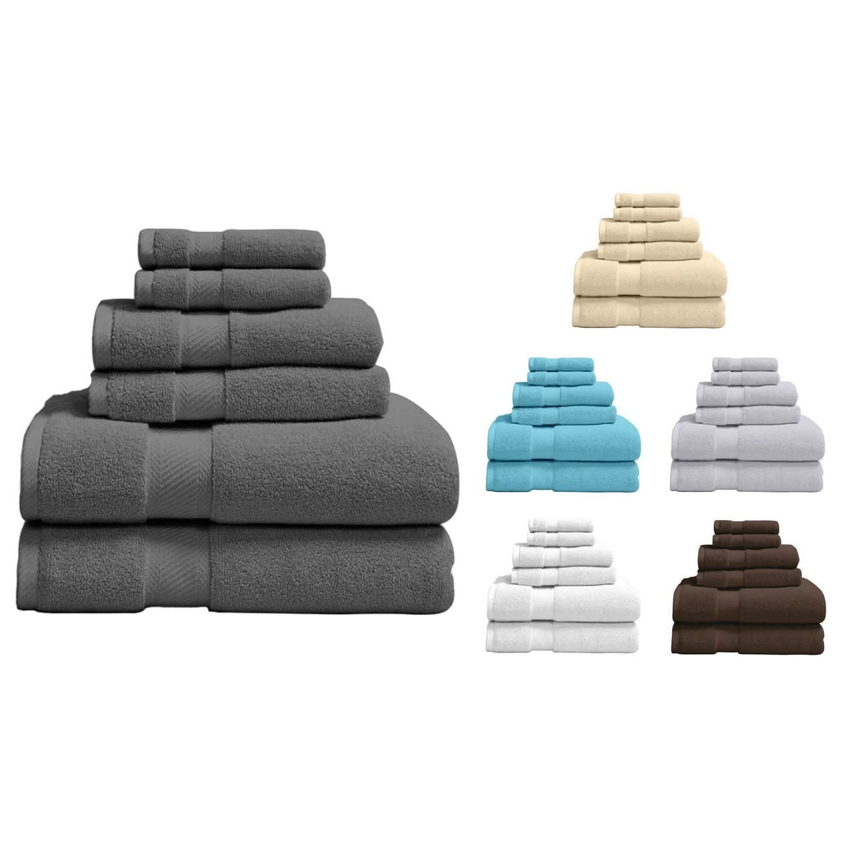 6-Piece: 100% Organic Cotton Bath Towel Set-6-Piece: 100% Organic Cotton Bath Towel Set