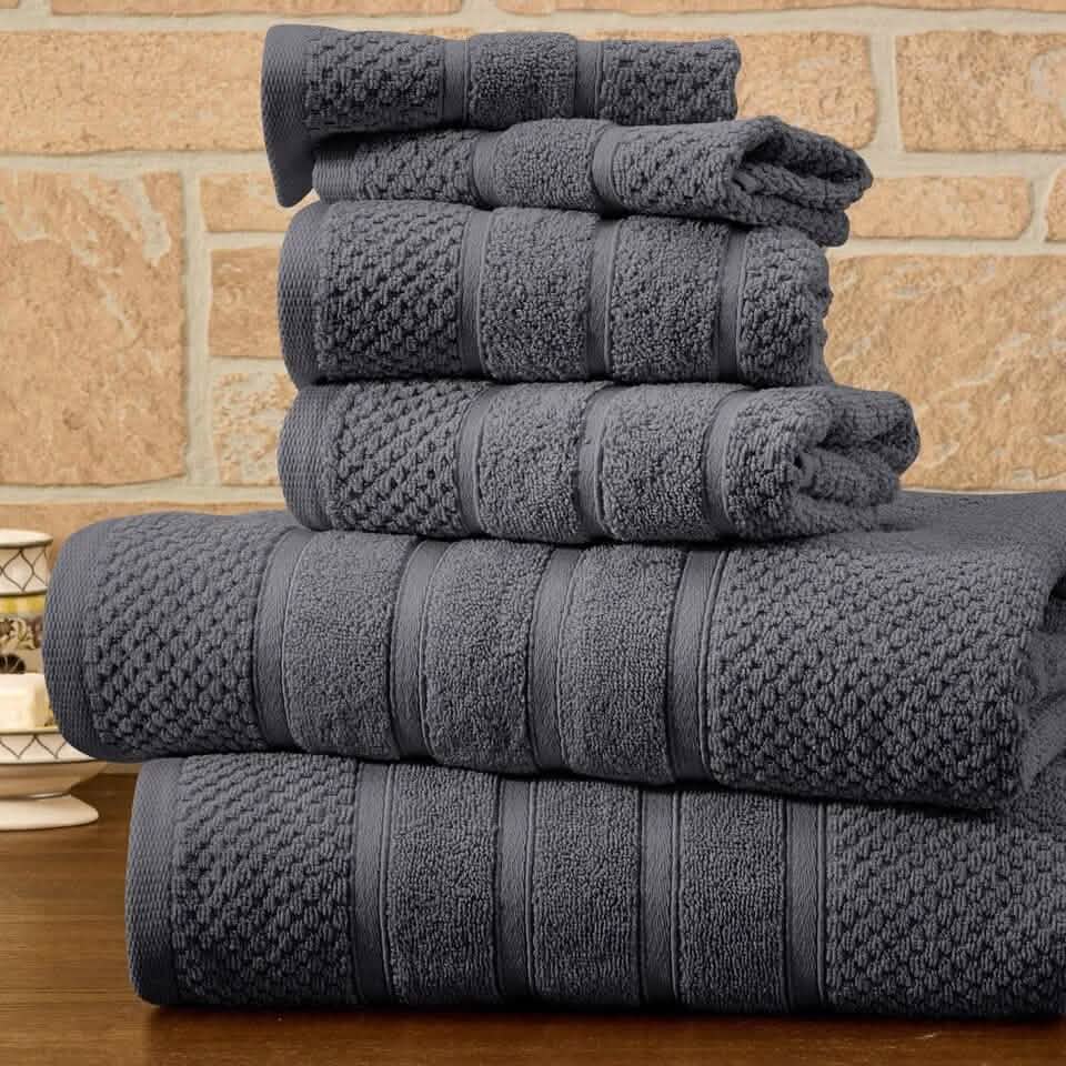 6-Piece Bibb Home Absorbent 100% Egyptian Cotton Towel Set-6-Piece Bibb Home Absorbent 100% Egyptian Cotton Towel Set