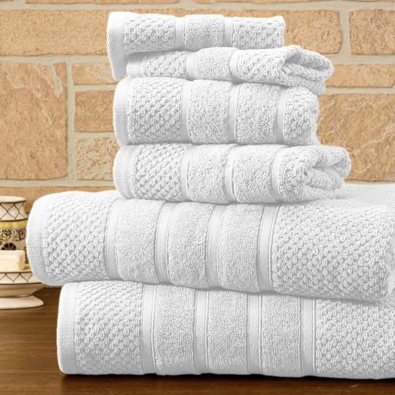 6-Piece Bibb Home Absorbent 100% Egyptian Cotton Towel Set-6-Piece Bibb Home Absorbent 100% Egyptian Cotton Towel Set