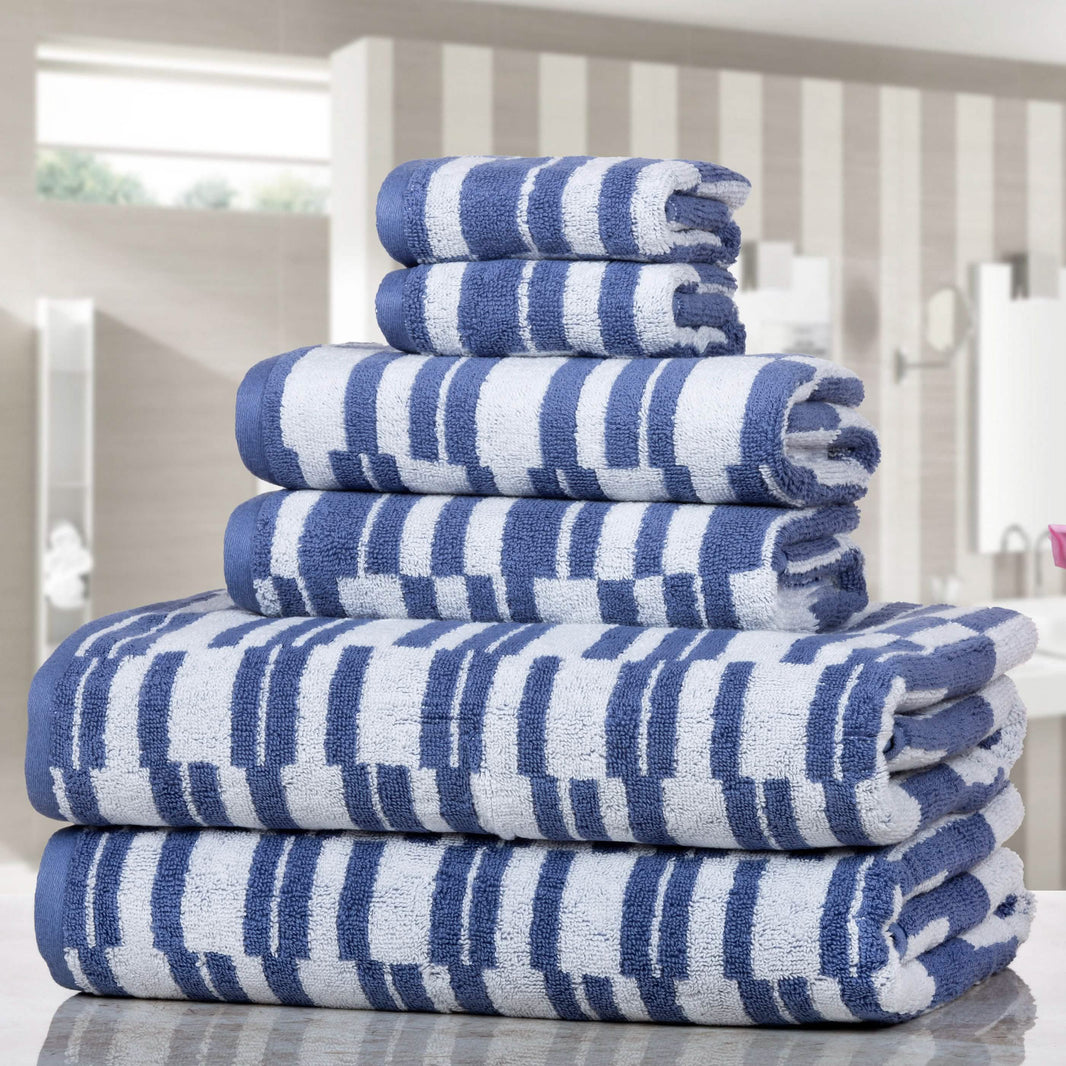 6-Piece: CP Stratus Stripe Quick Dry Towel Set-6-Piece: CP Stratus Stripe Quick Dry Towel Set
