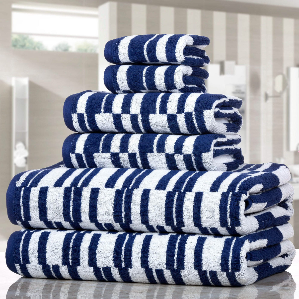 6-Piece: CP Stratus Stripe Quick Dry Towel Set-6-Piece: CP Stratus Stripe Quick Dry Towel Set