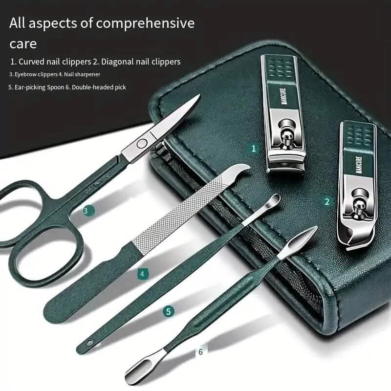 6-Piece: Nail Clipper Set with Zipper Travel Case-6-Piece: Nail Clipper Set with Zipper Travel Case