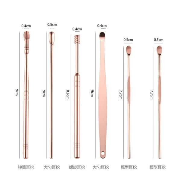 6-Piece: Portable Stainless Steel Ear Pick Set-6-Piece: Portable Stainless Steel Ear Pick Set