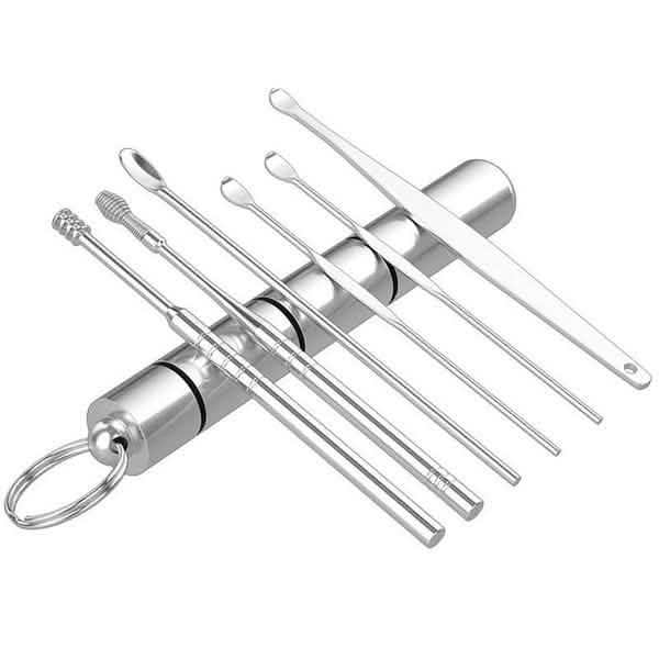 6-Piece: Portable Stainless Steel Ear Pick Set-6-Piece: Portable Stainless Steel Ear Pick Set