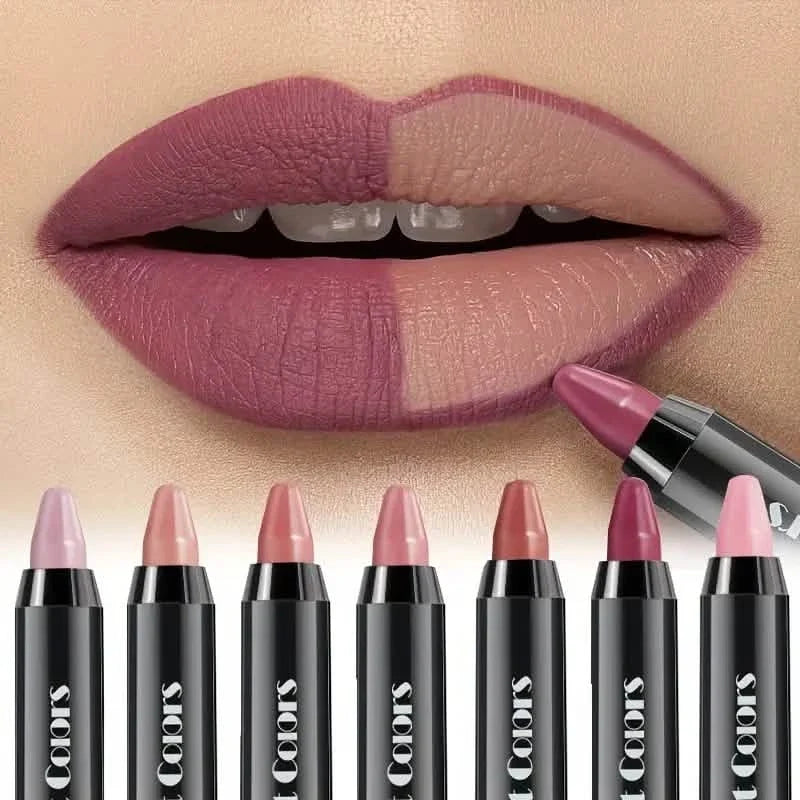 6-Pieces: Matte Crayon Lipstick, Easy Coloring Durable Moisturizing Lipliner-6-Pieces: Matte Crayon Lipstick, Easy Coloring Durable Moisturizing Lipliner
