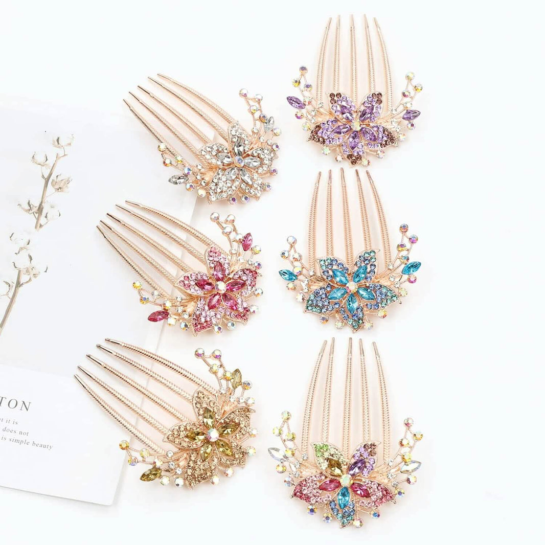 6-Pieces: Rhinestone Encrusted Hairpin Barrette Accessory-6-Pieces: Rhinestone Encrusted Hairpin Barrette Accessory