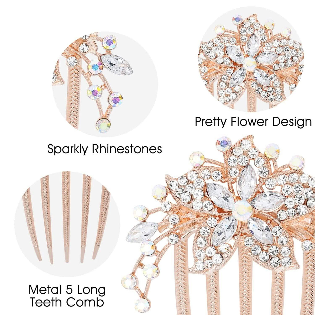 6-Pieces: Rhinestone Encrusted Hairpin Barrette Accessory-6-Pieces: Rhinestone Encrusted Hairpin Barrette Accessory