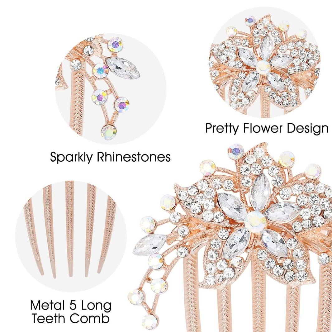 6-Pieces: Rhinestone Encrusted Hairpin Barrette Accessory-6-Pieces: Rhinestone Encrusted Hairpin Barrette Accessory