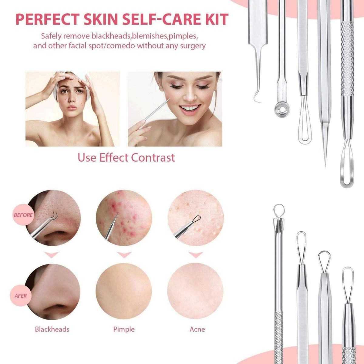 6-Pieces Set: Blackhead Remover Comedones Extractor Acne Removal Kit-6-Pieces Set: Blackhead Remover Comedones Extractor Acne Removal Kit