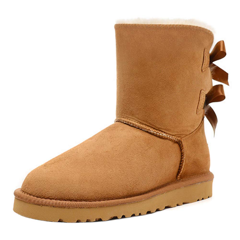 JOY IN LOVE Women's Snow Boots for Winter Mid-Calf high Back Bows-JOY IN LOVE Women's Snow Boots for Winter Mid-Calf high Back Bows