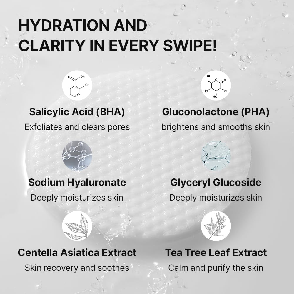 Needly Daily Toner Pad I Exfoliating Pads for Face with BHA & PHA(80 Pads), Deep Hydration, Pore Minimizer for Face, Centella, Tea Tree, High Volume Essence, Extra Large Cotton Pad, Korean Skin Care-Needly Daily Toner Pad I Exfoliating Pads for Face with BHA & PHA(80 Pads), Deep Hydration, Pore Minimizer for Face, Centella, Tea Tree, High Volume Essence, Extra Large Cotton Pad, Korean Skin Care