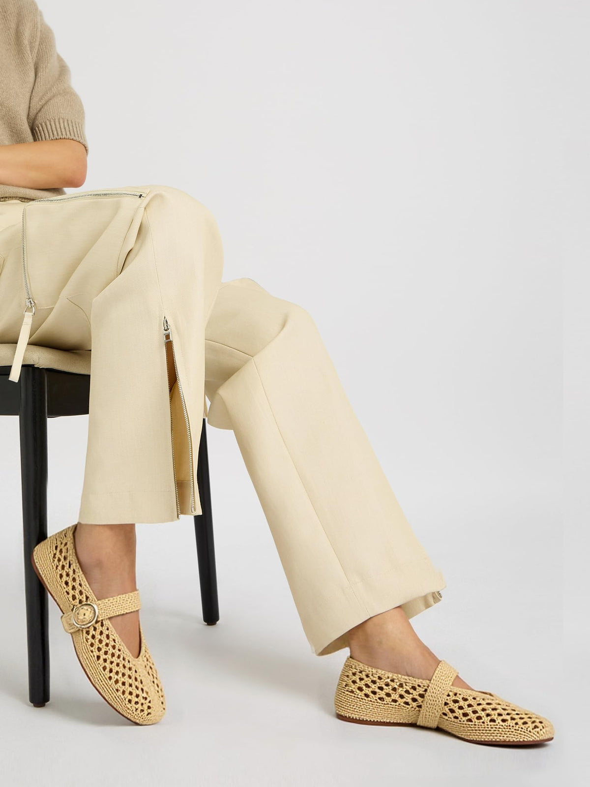 Woven Ballet Flats Women Mesh Raffia Flats Round Toe Mary Janes Comfortable Ballerina Flat Shoes-Woven Ballet Flats Women Mesh Raffia Flats Round Toe Mary Janes Comfortable Ballerina Flat Shoes
