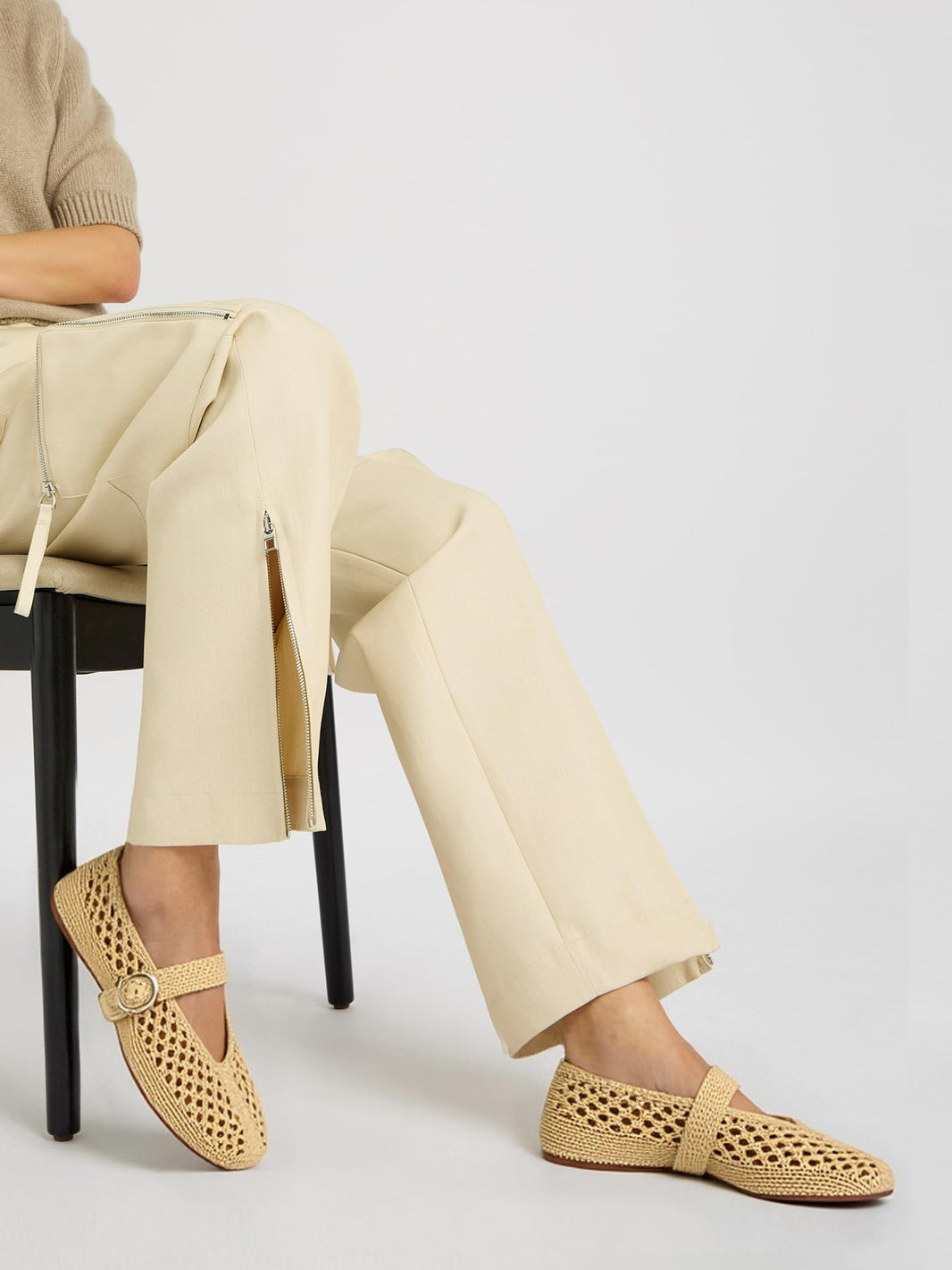 Woven Ballet Flats Women Mesh Raffia Flats Round Toe Mary Janes Comfortable Ballerina Flat Shoes-Woven Ballet Flats Women Mesh Raffia Flats Round Toe Mary Janes Comfortable Ballerina Flat Shoes