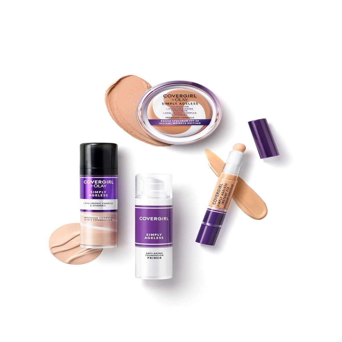 COVERGIRL & Olay Simply Ageless 3-in-1 Liquid Foundation, Matte Finish, Hyaluronic & Vitamin C Formula, 225 Buff Beige, 1 Count-COVERGIRL & Olay Simply Ageless 3-in-1 Liquid Foundation, Matte Finish, Hyaluronic & Vitamin C Formula, 225 Buff Beige, 1 Count