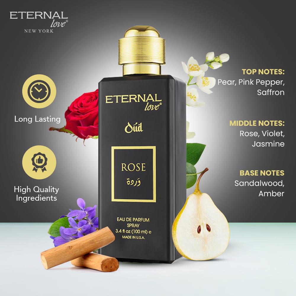 Eternal Love Amber Oud - Long Lasting Unisex Eau de Parfum - Warm Woody Oriental Fragrance with Oud & Amber - Dubai Inspired Arabic Scent - 3.4oz-Eternal Love Amber Oud - Long Lasting Unisex Eau de Parfum - Warm Woody Oriental Fragrance with Oud & Amber - Dubai Inspired Arabic Scent - 3.4oz