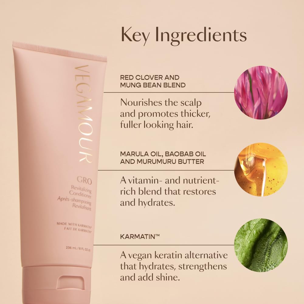 VEGAMOUR GRO Revitalizing Conditioner | Smooths, Strengthens and Adds Shine to Thinning Hair | Clean, Vegan, Cruelty-Free, Clinically Proven and Color Safe (8 Fl Oz)-VEGAMOUR GRO Revitalizing Conditioner | Smooths, Strengthens and Adds Shine to Thinning Hair | Clean, Vegan, Cruelty-Free, Clinically Proven and Color Safe (8 Fl Oz)