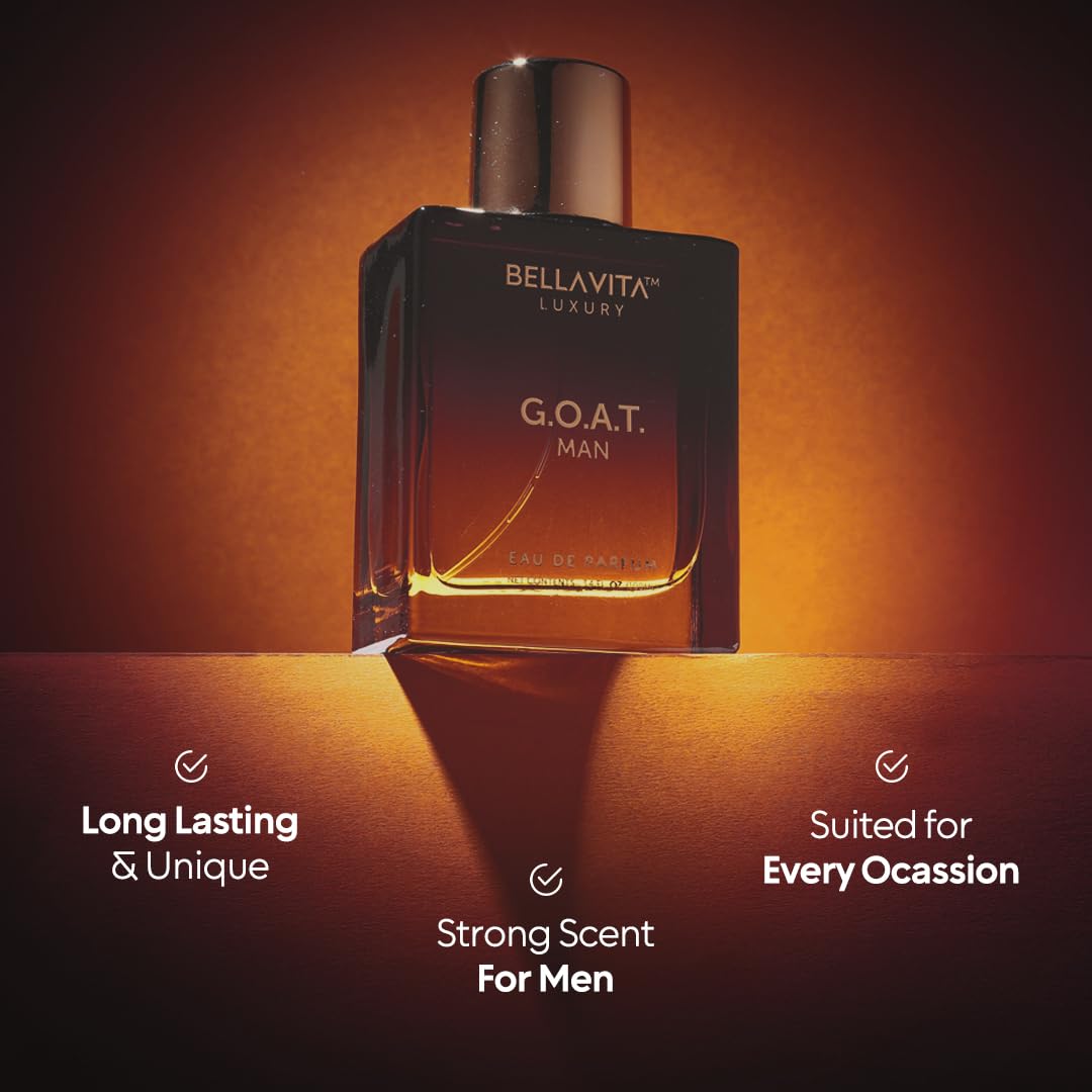 Bellavita Luxury G.O.A.T. Eau de Parfum | 100 ml (3.4 fl.oz.) | Perfume for Men | Citrus, Bergamot, Patchouli, and Vetiver Notes | Long Lasting Men's Fragrance | Gift for father's Day-Bellavita Luxury G.O.A.T. Eau de Parfum | 100 ml (3.4 fl.oz.) | Perfume for Men | Citrus, Bergamot, Patchouli, and Vetiver Notes | Long Lasting Men's Fragrance | Gift for father's Day
