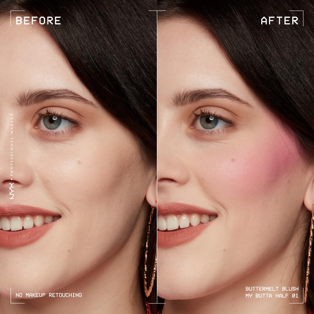 NYX PROFESSIONAL MAKEUP Buttermelt Powder Blush, Fade and Transfer-Resistant Blush, Up to 12HR Make Up Wear, Vegan Formula - For The Butta-NYX PROFESSIONAL MAKEUP Buttermelt Powder Blush, Fade and Transfer-Resistant Blush, Up to 12HR Make Up Wear, Vegan Formula - For The Butta