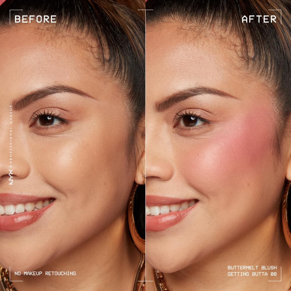 NYX PROFESSIONAL MAKEUP Buttermelt Powder Blush, Fade and Transfer-Resistant Blush, Up to 12HR Make Up Wear, Vegan Formula - For The Butta-NYX PROFESSIONAL MAKEUP Buttermelt Powder Blush, Fade and Transfer-Resistant Blush, Up to 12HR Make Up Wear, Vegan Formula - For The Butta