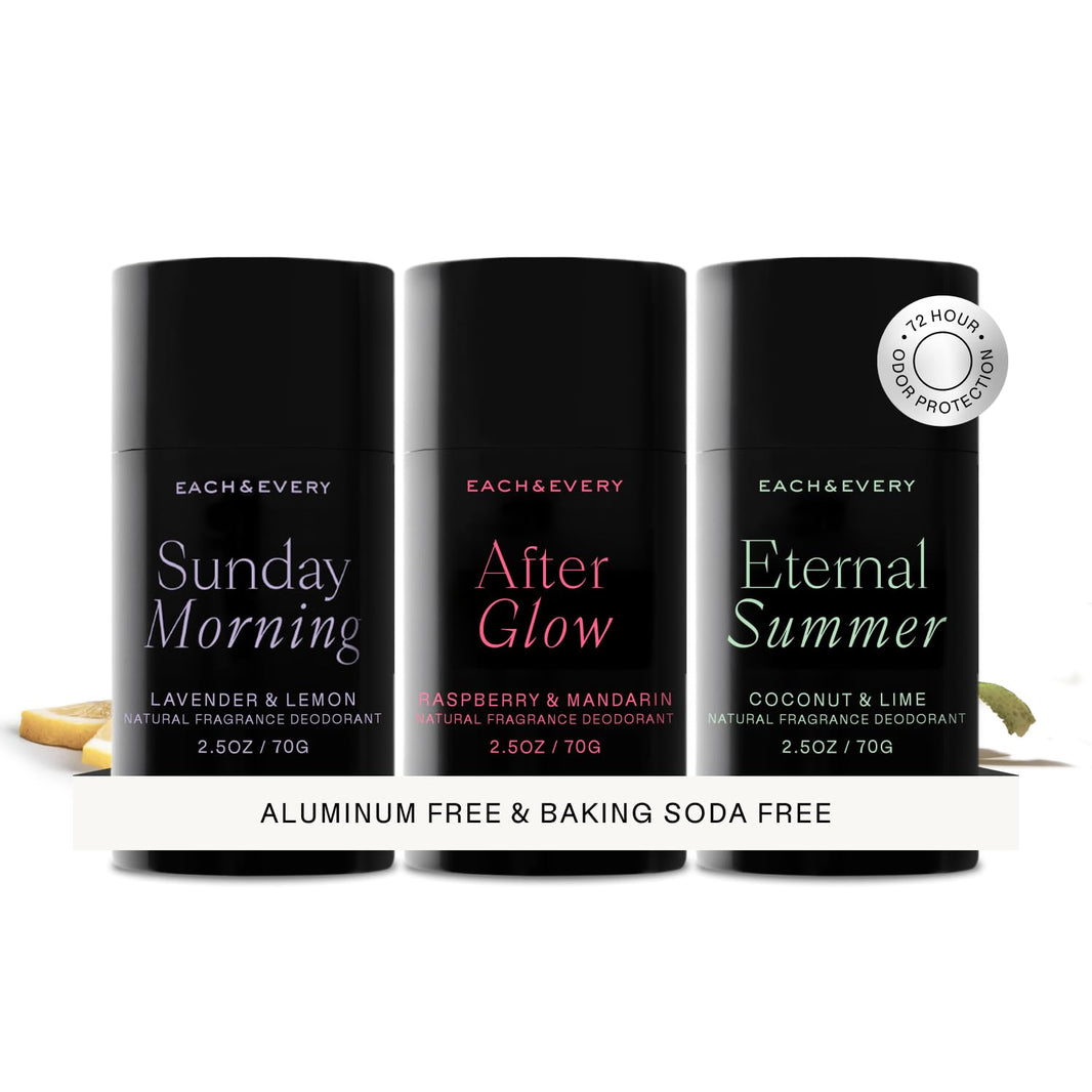 Each & Every Aluminum Free Deodorant for Women & Men – Natural Fragrance All Day Odor Protection, Non-Toxic Deodorant for Sensitive Skin, EWG Verified, Baking Soda Free - Multiple Scents 3 Pack, 2.5oz-Each & Every Aluminum Free Deodorant for Women & Men – Natural Fragrance All Day Odor Protection, Non-Toxic Deodorant for Sensitive Skin, EWG Verified, Baking Soda Free - Multiple Scents 3 Pack, 2.5oz