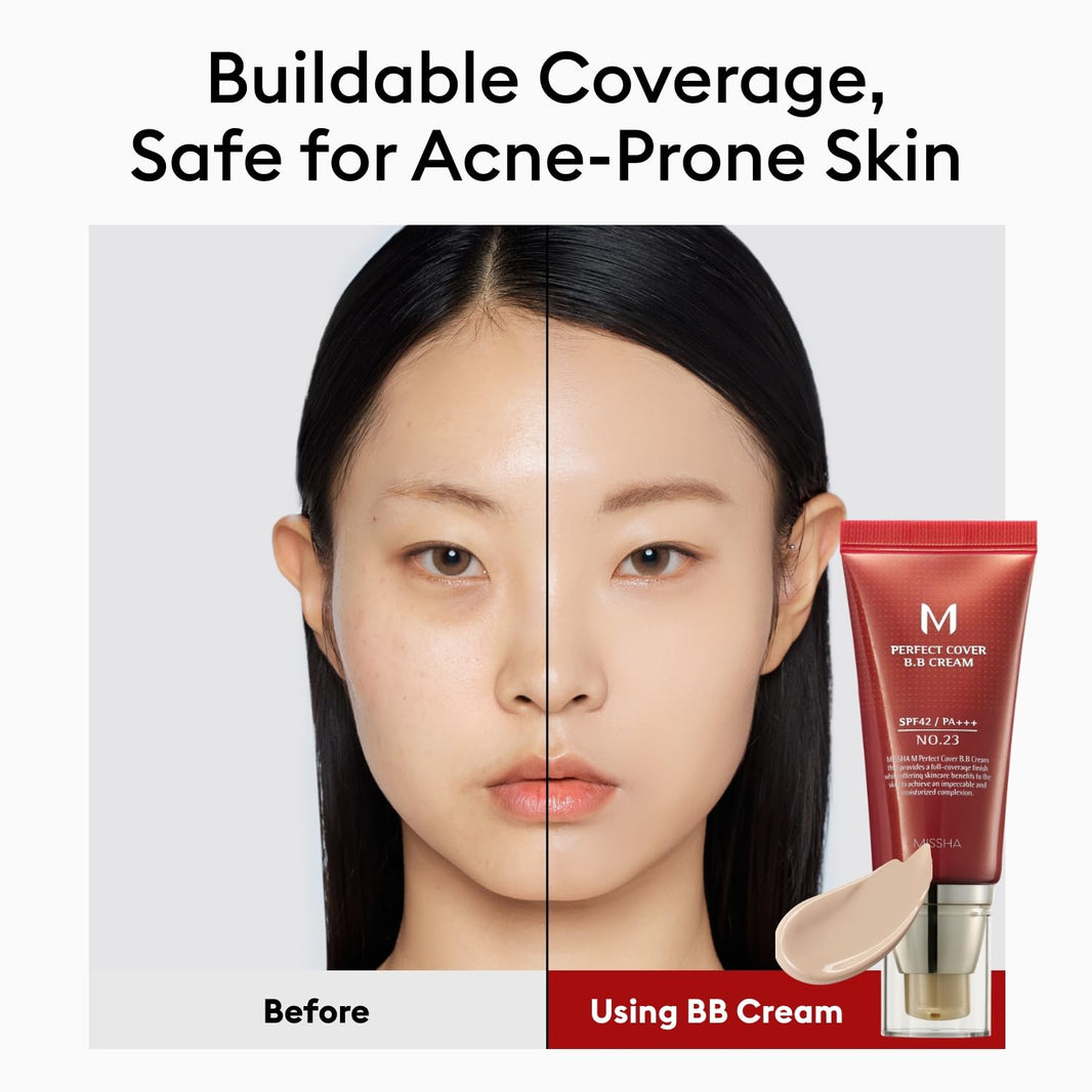 MISSHA M Perfect Cover BB Cream No.23 Natural Beige -Light/Medium with Cool/Neutral Undertone SPF 42 PA +++ 1.69 Fl Oz - Tinted Moisturizer for face with SPF-MISSHA M Perfect Cover BB Cream No.23 Natural Beige -Light/Medium with Cool/Neutral Undertone SPF 42 PA +++ 1.69 Fl Oz - Tinted Moisturizer for face with SPF