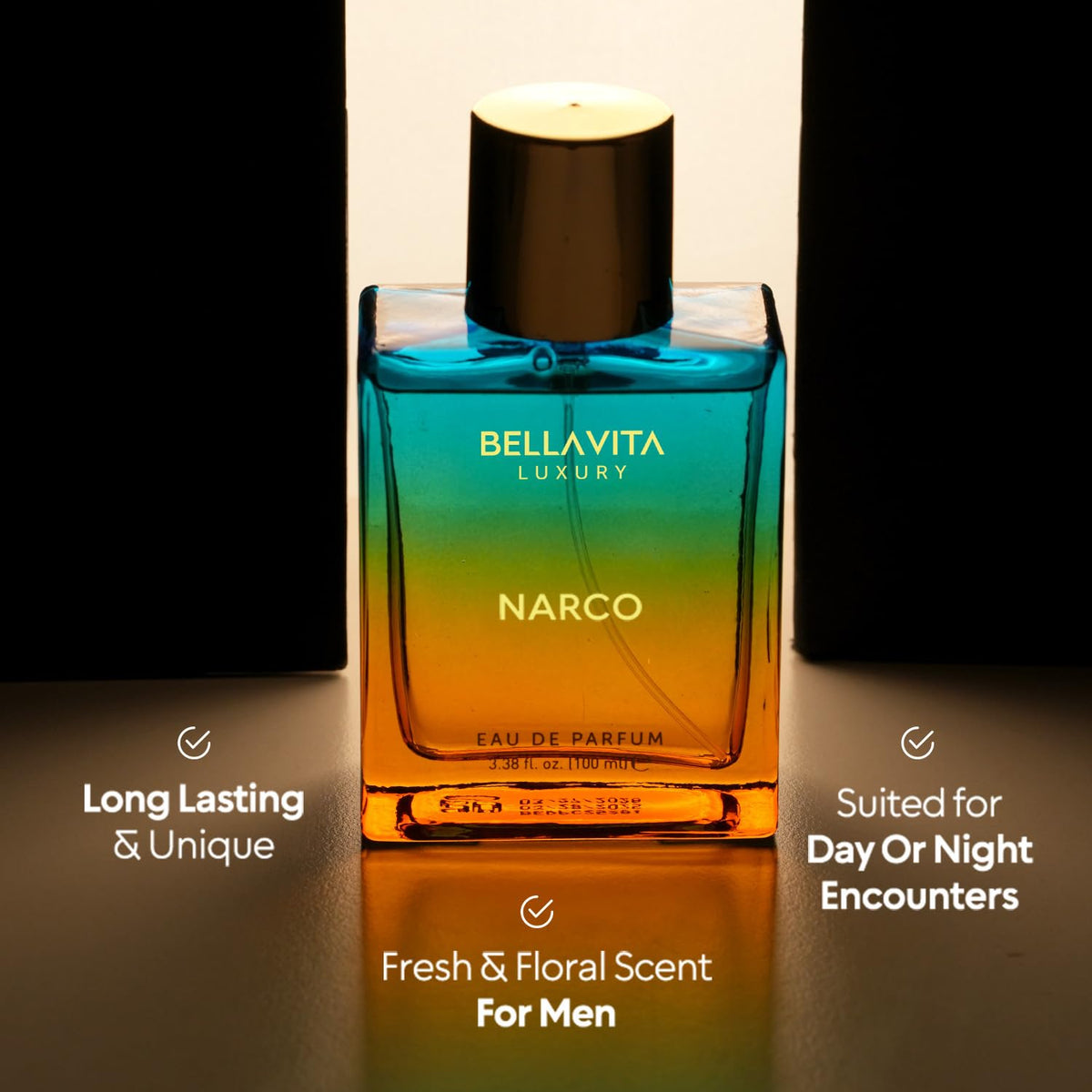Bellavita Luxury Narco Eau de Parfum | 100 ml (3.4 fl.oz.) | Perfume for Men and Women | Floral, Bergamot, Jasmine, and White Musk Notes | Long Lasting Unisex Fragrance-Bellavita Luxury Narco Eau de Parfum | 100 ml (3.4 fl.oz.) | Perfume for Men and Women | Floral, Bergamot, Jasmine, and White Musk Notes | Long Lasting Unisex Fragrance