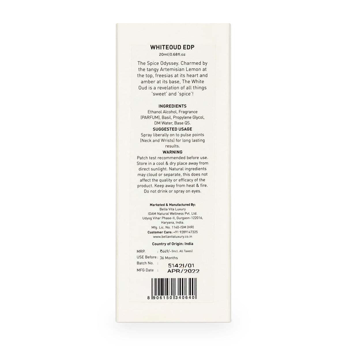 Bellavita Luxury WHITE OUD Eau de Parfum | 20 ml (0.7 fl.oz.) | Travel Size Perfume for Men and Women | Fruity, Artemisia Lemon, Freesia, and Tobacco Notes | Long Lasting Unisex Fragrance-Bellavita Luxury WHITE OUD Eau de Parfum | 20 ml (0.7 fl.oz.) | Travel Size Perfume for Men and Women | Fruity, Artemisia Lemon, Freesia, and Tobacco Notes | Long Lasting Unisex Fragrance