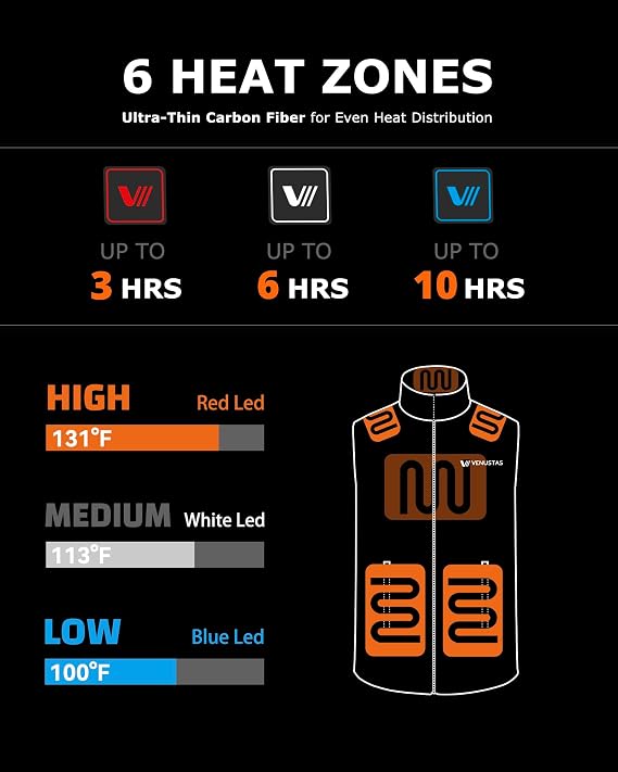Venustas Men's Heated Vest Battery, Lightweight Quilted Vest for Men L (Open Box)-Venustas Men's Heated Vest Battery, Lightweight Quilted Vest for Men L (Open Box)