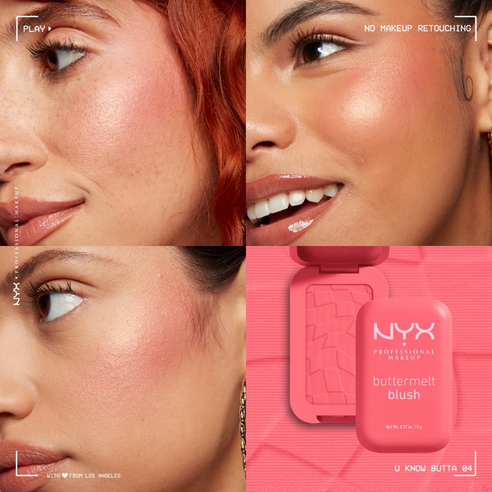 NYX PROFESSIONAL MAKEUP Buttermelt Powder Blush, Fade and Transfer-Resistant Blush, Up to 12HR Make Up Wear, Vegan Formula - For The Butta-NYX PROFESSIONAL MAKEUP Buttermelt Powder Blush, Fade and Transfer-Resistant Blush, Up to 12HR Make Up Wear, Vegan Formula - For The Butta