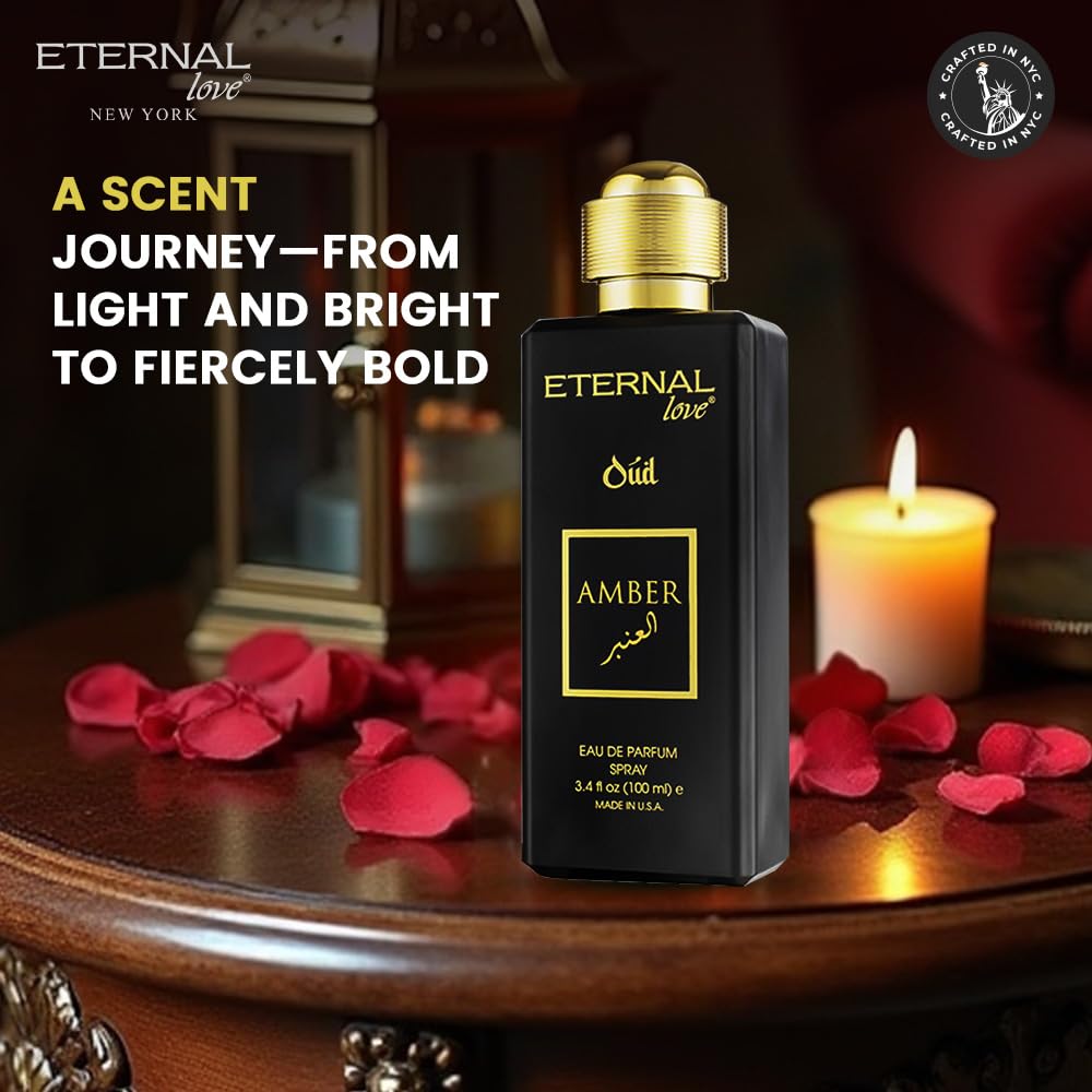 Eternal Love Amber Oud - Long Lasting Unisex Eau de Parfum - Warm Woody Oriental Fragrance with Oud & Amber - Dubai Inspired Arabic Scent - 3.4oz-Eternal Love Amber Oud - Long Lasting Unisex Eau de Parfum - Warm Woody Oriental Fragrance with Oud & Amber - Dubai Inspired Arabic Scent - 3.4oz