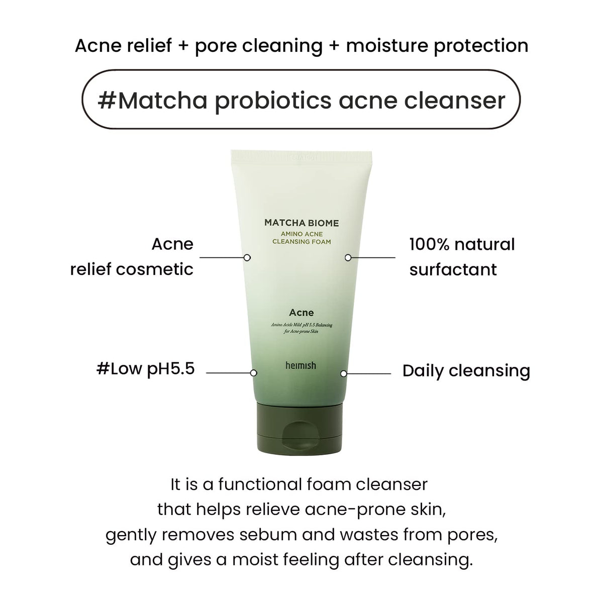 Heimish Matcha Biome Amino Acne Cleansing Foam-Heimish Matcha Biome Amino Acne Cleansing Foam