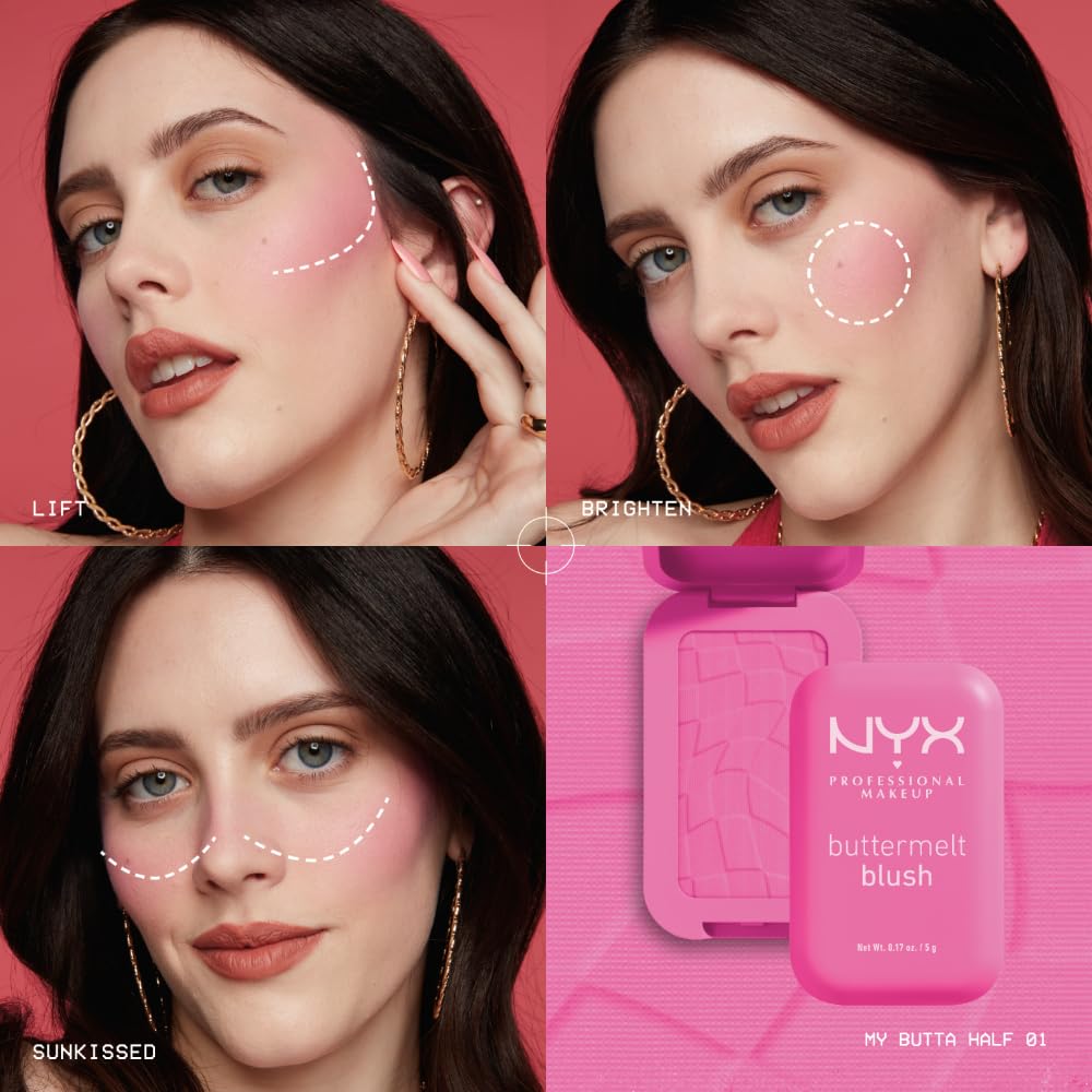 NYX PROFESSIONAL MAKEUP Buttermelt Powder Blush, Fade and Transfer-Resistant Blush, Up to 12HR Make Up Wear, Vegan Formula - For The Butta-NYX PROFESSIONAL MAKEUP Buttermelt Powder Blush, Fade and Transfer-Resistant Blush, Up to 12HR Make Up Wear, Vegan Formula - For The Butta