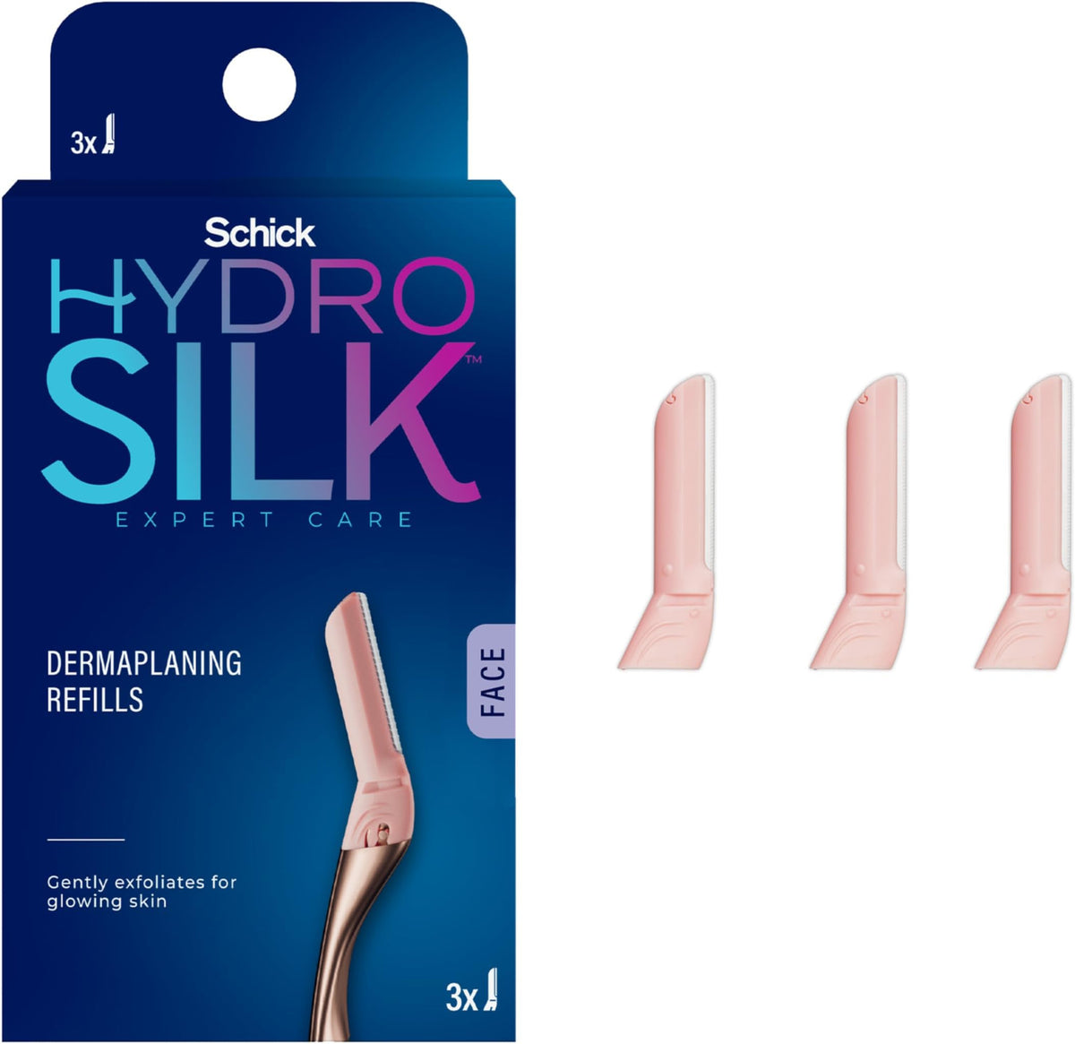 Schick Hydro Silk Dermaplaning Wand Razor Refills — 3 Boxes (9 Blades Total)-Schick Hydro Silk Dermaplaning Wand Razor Refills — 3 Boxes (9 Blades Total)
