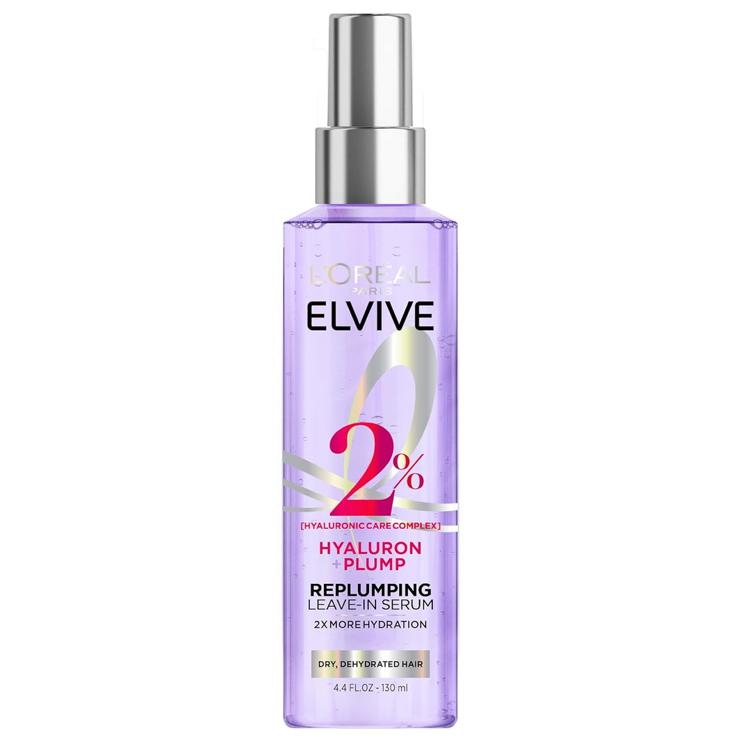 L'Oreal Paris Elvive Hyaluron Plump Moisture Plump Hair Serum for Dehydrated, Dry Hair with Hyaluronic Acid Care Complex, Paraben-Free, 4.4 Fl Oz-L'Oreal Paris Elvive Hyaluron Plump Moisture Plump Hair Serum for Dehydrated, Dry Hair with Hyaluronic Acid Care Complex, Paraben-Free, 4.4 Fl Oz