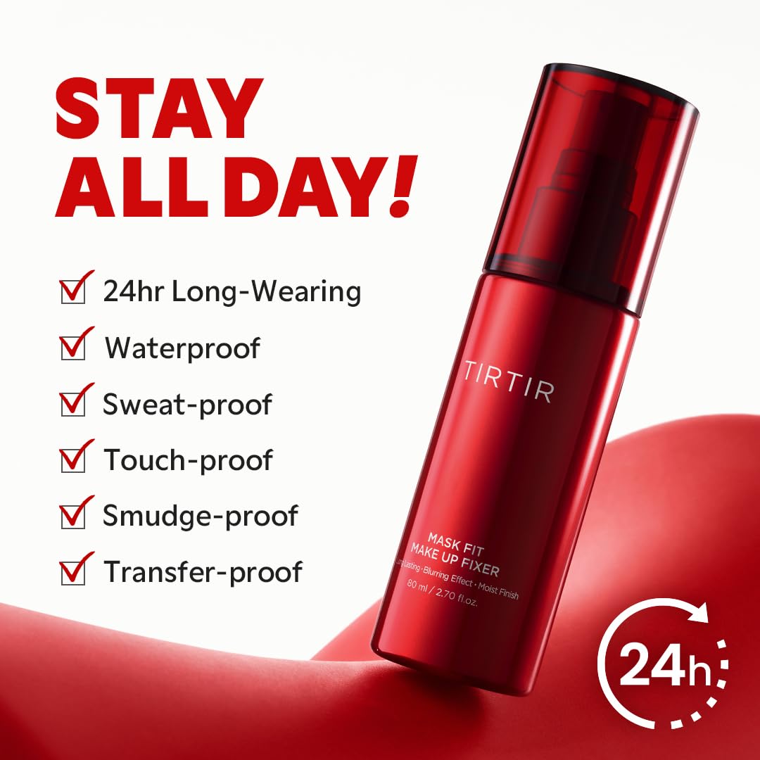 TIRTIR Waterproof Setting Spray – 24 Hour Long Lasting Fix, Sweatproof Water Resistant Makeup Finisher – Ethanol Free, Semi Matte Finish for Oily Skin – Korean Makeup Fixer-TIRTIR Waterproof Setting Spray – 24 Hour Long Lasting Fix, Sweatproof Water Resistant Makeup Finisher – Ethanol Free, Semi Matte Finish for Oily Skin – Korean Makeup Fixer