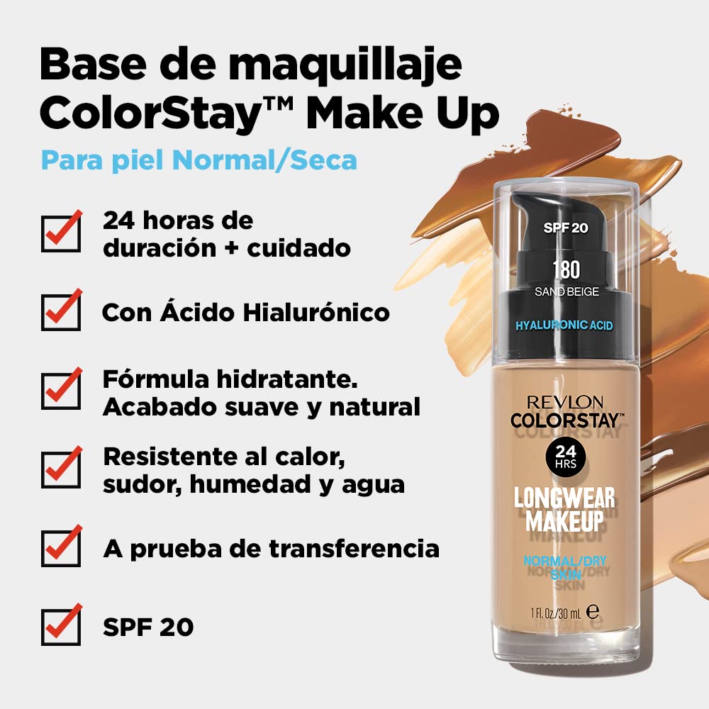 Revlon Liquid Foundation, ColorStay Face Makeup for Normal & Dry Skin, SPF 20, Longwear Medium-Full Coverage with Natural Finish, 240 Medium Beige, 1 Fl Oz-Revlon Liquid Foundation, ColorStay Face Makeup for Normal & Dry Skin, SPF 20, Longwear Medium-Full Coverage with Natural Finish, 240 Medium Beige, 1 Fl Oz