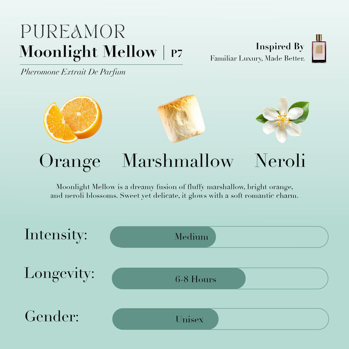 PUREAMOR Pheromone Perfume for Women, Moonlight Mellow Extrait de Parfum - Long Lasting Sweet Floral Gourmand Scent, 30% High Concentration, Full Size Fragrance Spray, 1.0 oz / 30 ml-PUREAMOR Pheromone Perfume for Women, Moonlight Mellow Extrait de Parfum - Long Lasting Sweet Floral Gourmand Scent, 30% High Concentration, Full Size Fragrance Spray, 1.0 oz / 30 ml