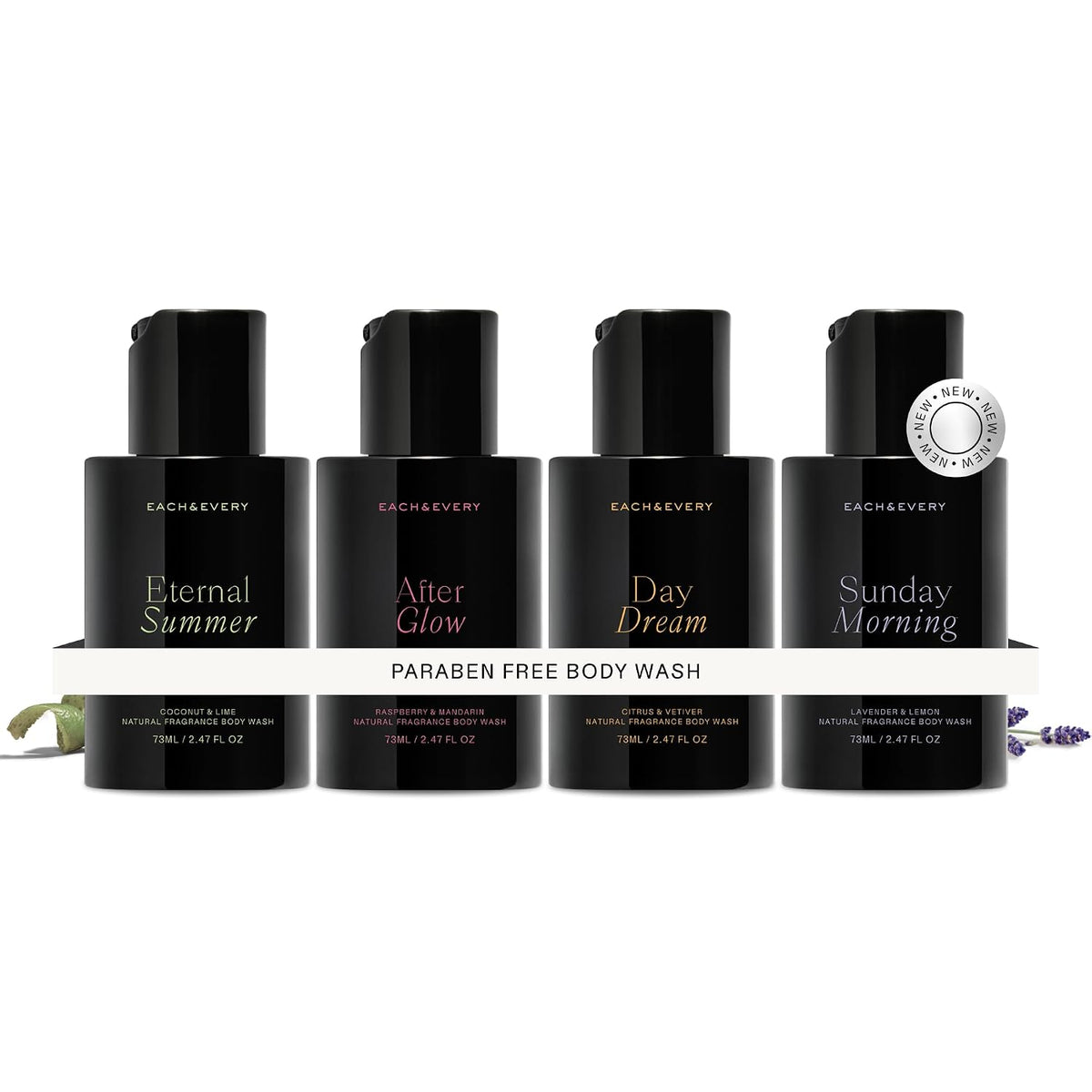 Each & Every Mini Body Wash Travel Set - 4 Natural Fragrance Shower Gels - Ceramides, Lactic Acid AHA & Moringa Oil - Day Dream, After Glow, Sunday Morning & Eternal Summer-Each & Every Mini Body Wash Travel Set - 4 Natural Fragrance Shower Gels - Ceramides, Lactic Acid AHA & Moringa Oil - Day Dream, After Glow, Sunday Morning & Eternal Summer