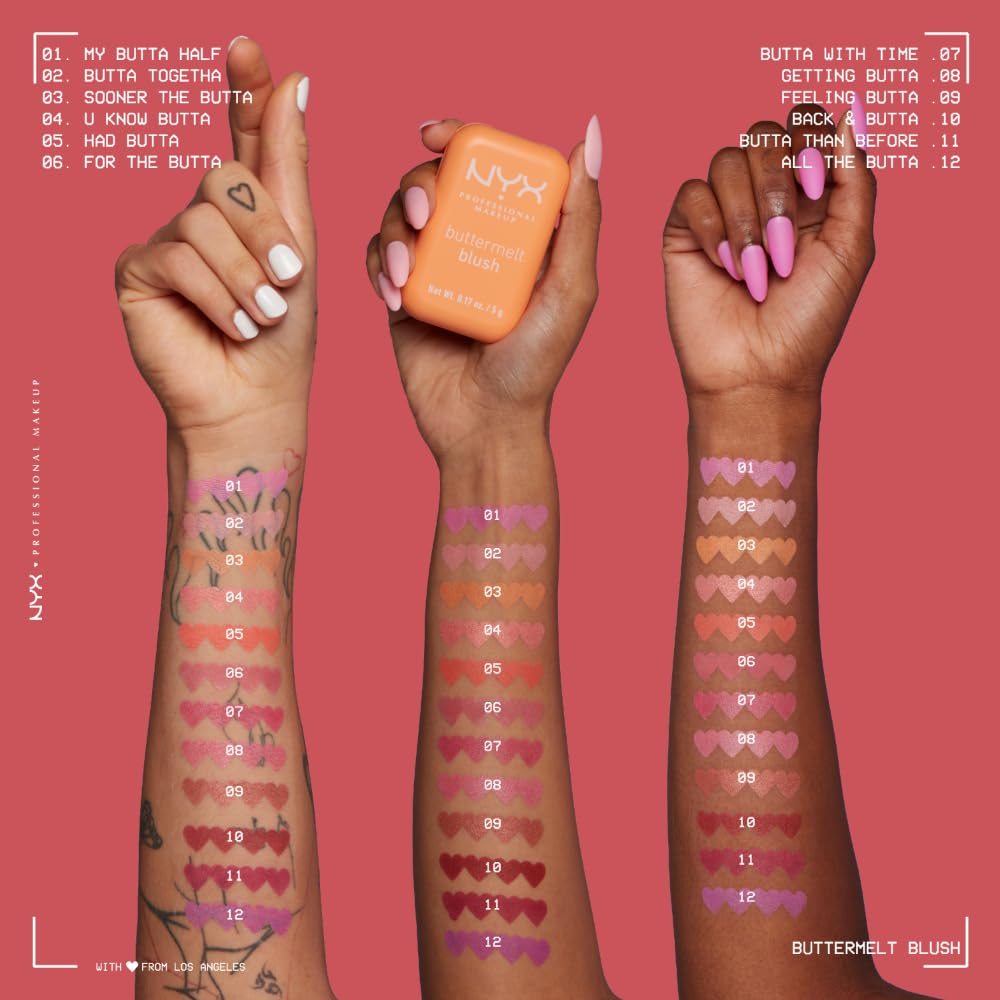 NYX PROFESSIONAL MAKEUP Buttermelt Powder Blush, Fade and Transfer-Resistant Blush, Up to 12HR Make Up Wear, Vegan Formula - For The Butta-NYX PROFESSIONAL MAKEUP Buttermelt Powder Blush, Fade and Transfer-Resistant Blush, Up to 12HR Make Up Wear, Vegan Formula - For The Butta