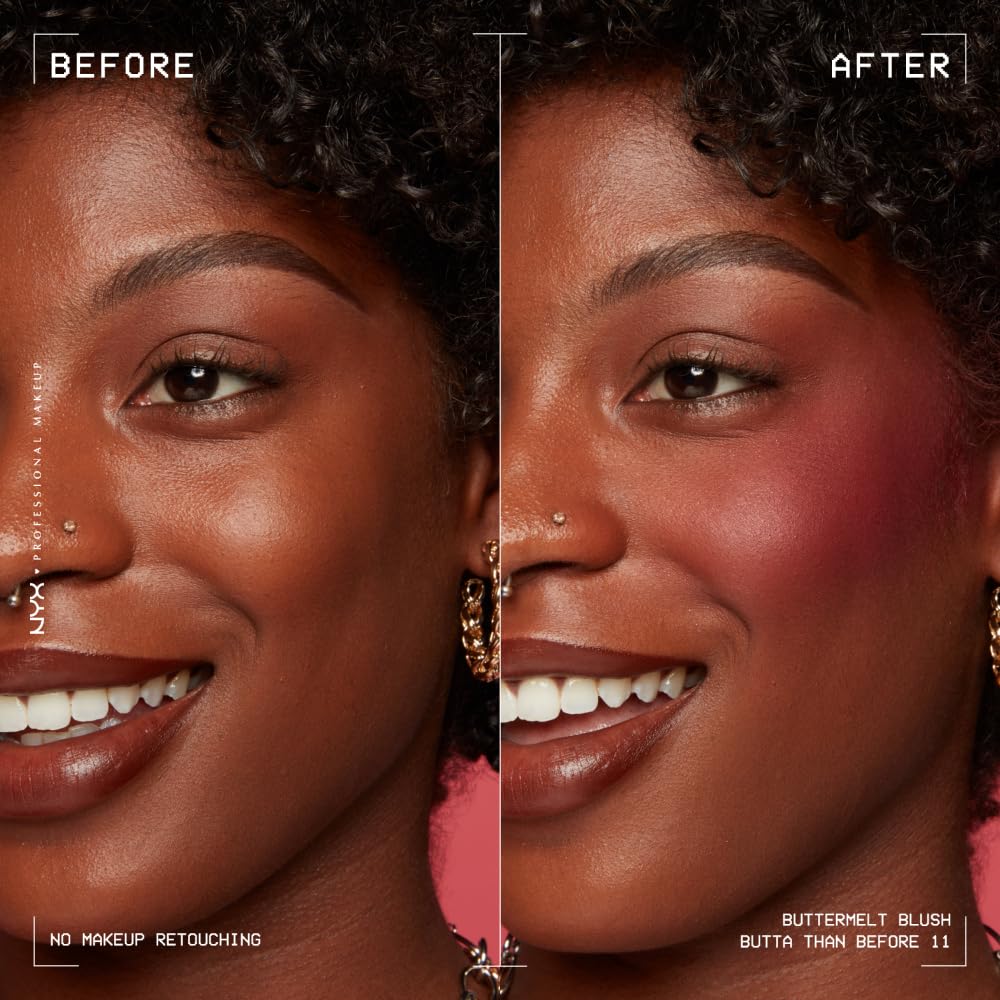 NYX PROFESSIONAL MAKEUP Buttermelt Powder Blush, Fade and Transfer-Resistant Blush, Up to 12HR Make Up Wear, Vegan Formula - For The Butta-NYX PROFESSIONAL MAKEUP Buttermelt Powder Blush, Fade and Transfer-Resistant Blush, Up to 12HR Make Up Wear, Vegan Formula - For The Butta