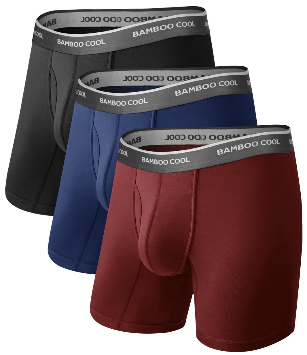 BAMBOO COOL Ultra Soft Mens Underwear Boxer Briefs Multi-pack | Bamboo Fabric‌,No Ride Up,More Breathable Than Cotton-BAMBOO COOL Ultra Soft Mens Underwear Boxer Briefs Multi-pack | Bamboo Fabric‌,No Ride Up,More Breathable Than Cotton
