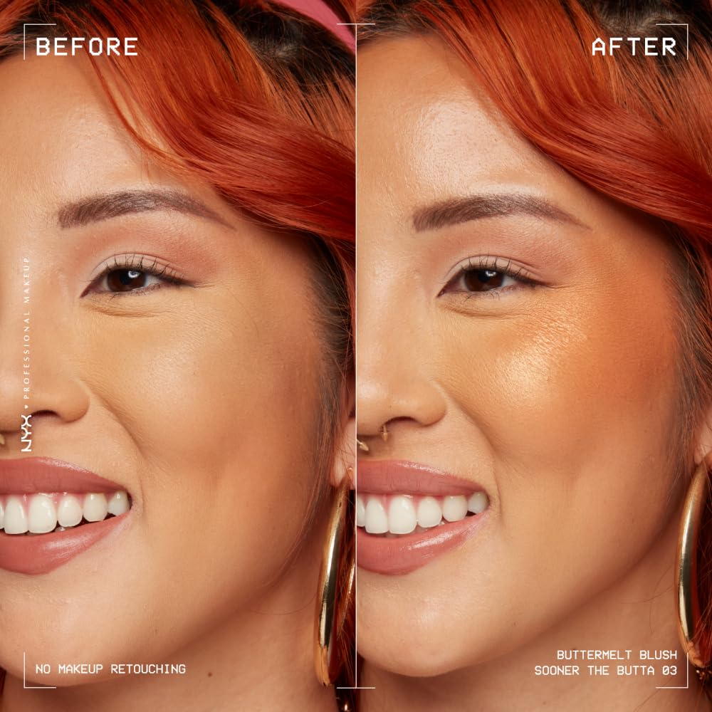 NYX PROFESSIONAL MAKEUP Buttermelt Powder Blush, Fade and Transfer-Resistant Blush, Up to 12HR Make Up Wear, Vegan Formula - For The Butta-NYX PROFESSIONAL MAKEUP Buttermelt Powder Blush, Fade and Transfer-Resistant Blush, Up to 12HR Make Up Wear, Vegan Formula - For The Butta