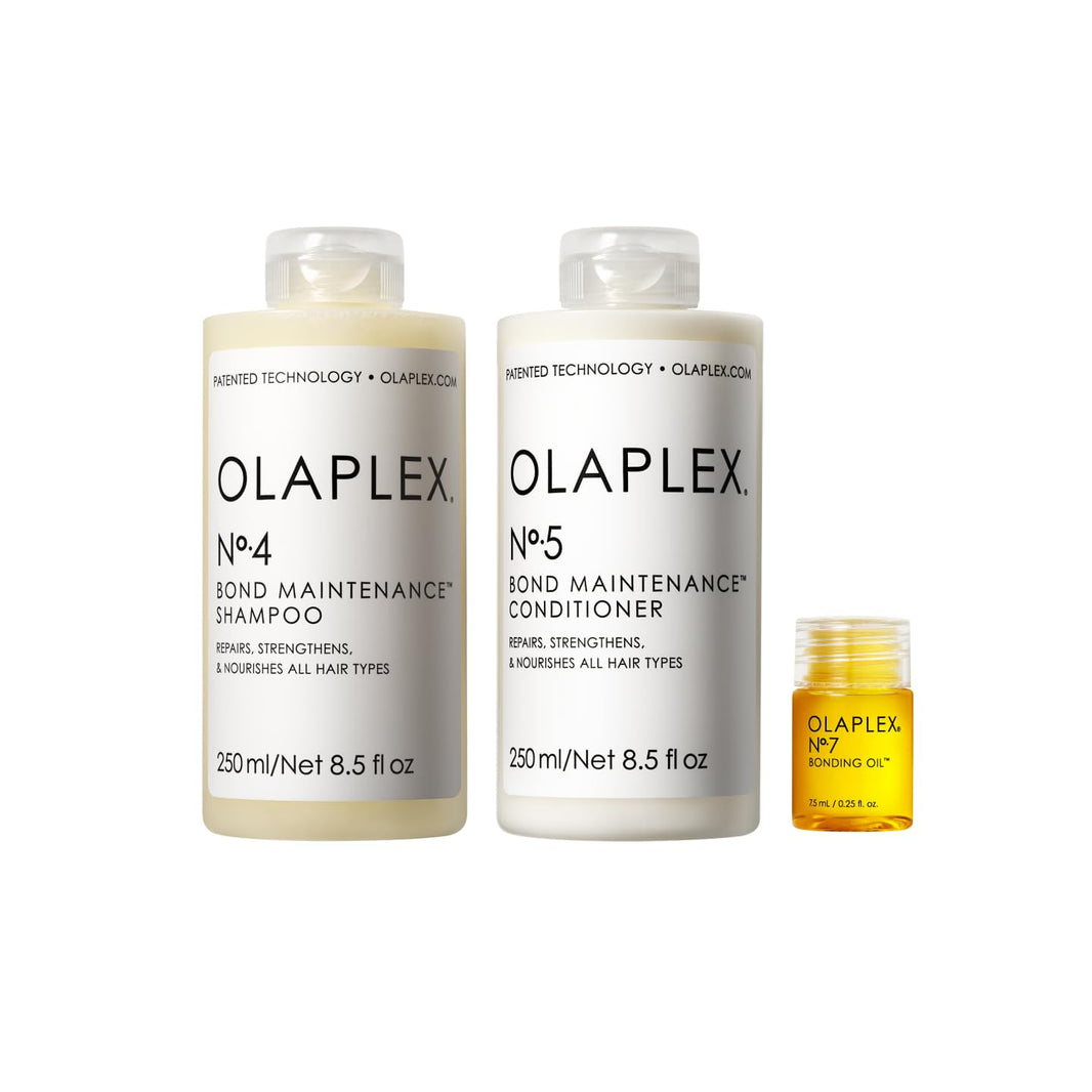 Olaplex Wash and Shine Hair Kit: N°.4, 5, 7, Shampoo & Conditioner Set | Cleanse, Hydrate, & Control Frizz Up to 72 Hours | Bonding Oil for Shine & Protect | For Coily, Curly, Straight, and Wavy-Olaplex Wash and Shine Hair Kit: N°.4, 5, 7, Shampoo & Conditioner Set | Cleanse, Hydrate, & Control Frizz Up to 72 Hours | Bonding Oil for Shine & Protect | For Coily, Curly, Straight, and Wavy