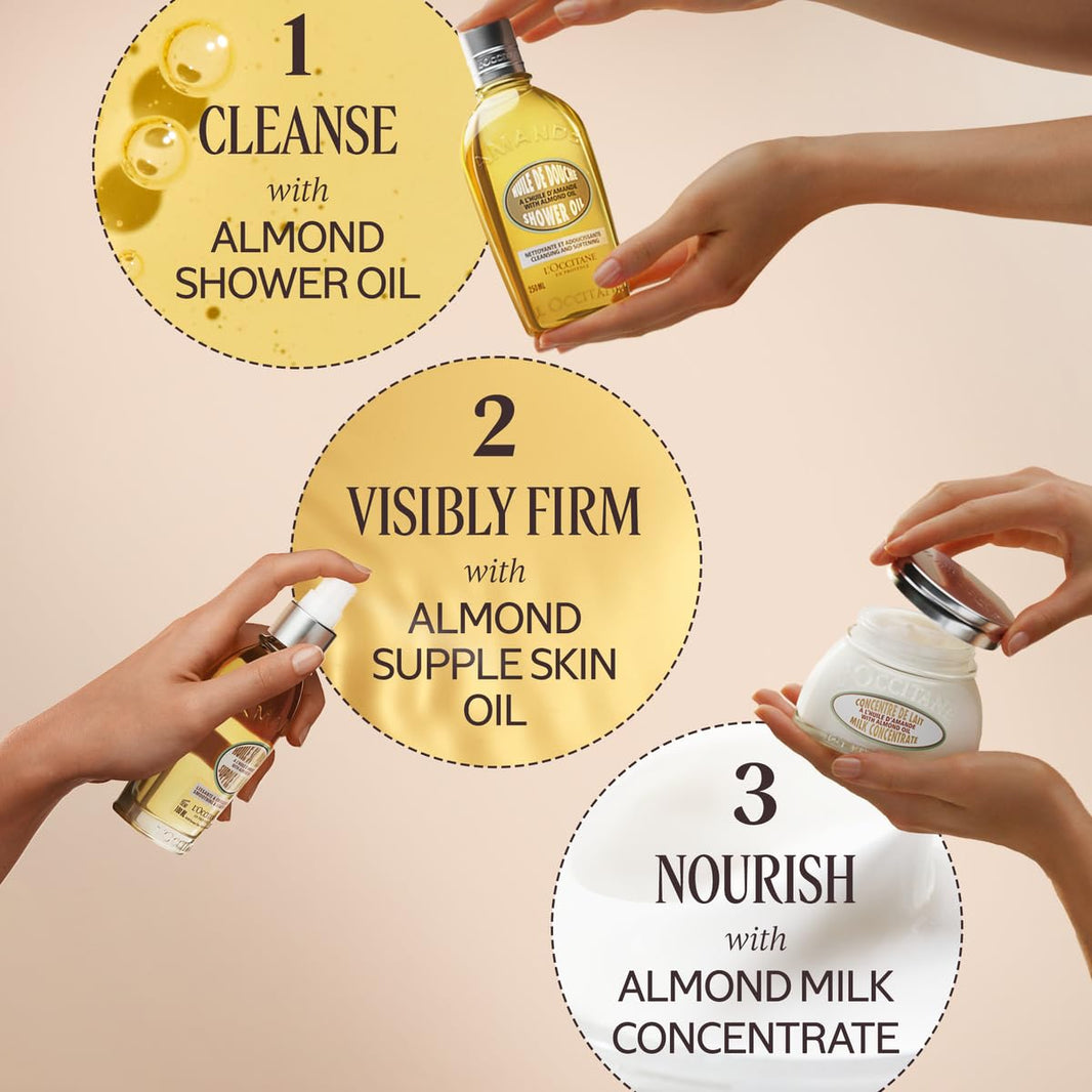 L'OCCITANE Cleansing & Softening Almond Shower Oil, Body Wash & Shaving Base Purifies & Smooths Without Drying Skin, Milky Lather, Nourishing Skincare-L'OCCITANE Cleansing & Softening Almond Shower Oil, Body Wash & Shaving Base Purifies & Smooths Without Drying Skin, Milky Lather, Nourishing Skincare