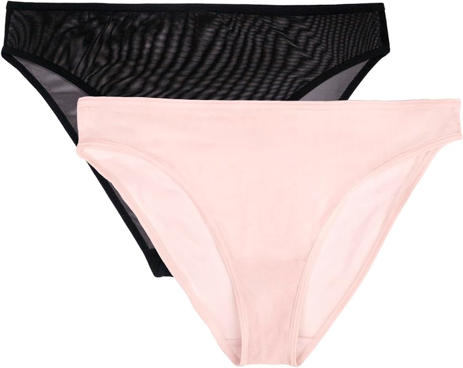 Smart & Sexy Women's Lace Trim & Mesh Panty Sexy Thongs & Cheeky Bikinis 2 Pack Blushing Rose/Black Hue XXL (Clearance)-Smart & Sexy Women's Lace Trim & Mesh Panty Sexy Thongs & Cheeky Bikinis 2 Pack Blushing Rose/Black Hue XXL (Clearance)